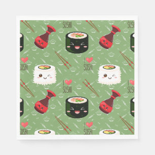Kawaii Sushi Pattern Servet