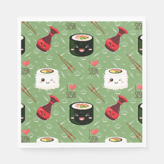 Kawaii Sushi Pattern Servet (Voorkant)