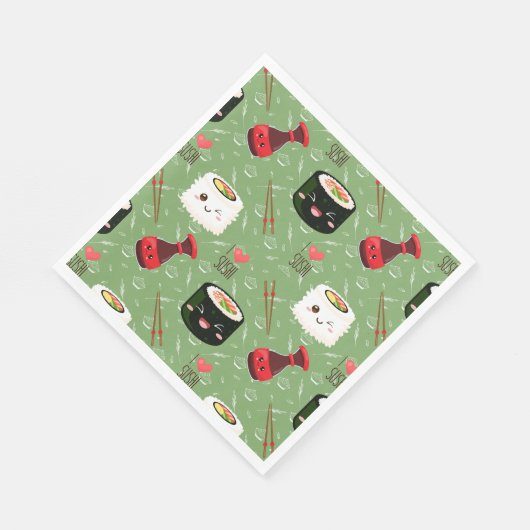 Kawaii Sushi Pattern Servet (Hoek)