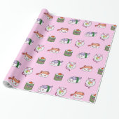 Kawaii Sushi Pattern Wrapping Paper Cadeaupapier (Uitgerold)