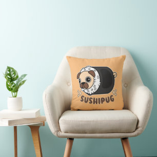 Kawaii Sushi Pug Mashup Grappige Hondenliefhebber  Kussen