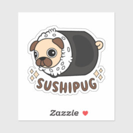 Kawaii Sushi Pug Mashup Grappige Hondenliefhebber  Sticker