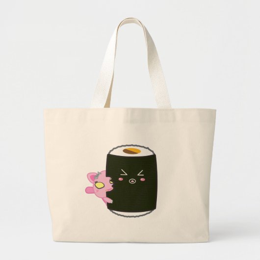 Kawaii Sushi Roll met Nadel the Cat Grote Tote Bag (Voorkant)