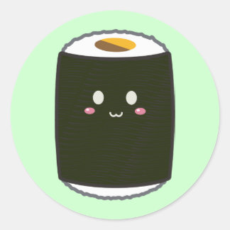 Kawaii Sushi Roll Ronde Sticker