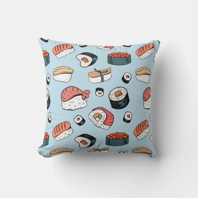 Kawaii Sushi Rolls Pattern Kussen (Voorkant)