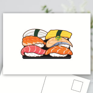 Kawaii Sushi set - Salmon Tuna Egg Shrimp Briefkaart