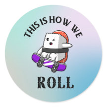 Kawaii Sushi skateboarden