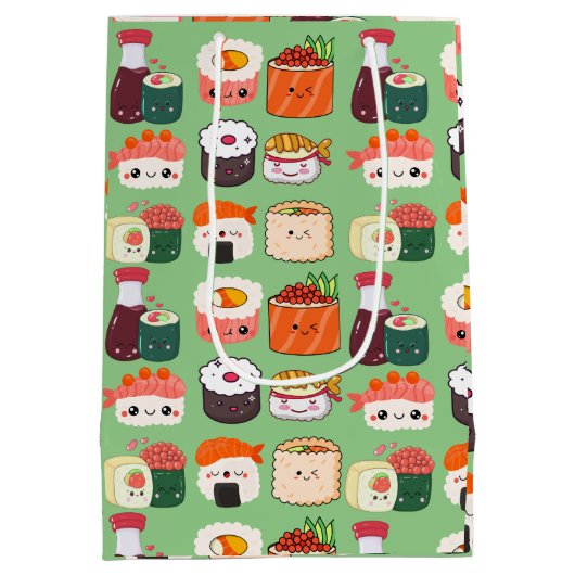 Kawaii sushi thema geschenk medium geschenk tas medium cadeauzakje (Achterkant)