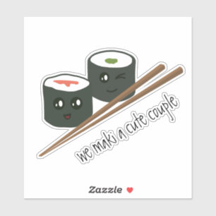 Kawaii Sushi We Maki un joli couple Autocollant po