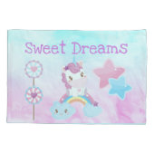 Kawaii Sweet Dreams Unicorn Rainbow Cloud Kussensloop (Achterkant)