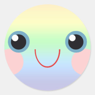 Kawaii Sweet Face Blue Eyes Regenboog Schattig Ronde Sticker