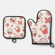 Kawaii Sweet Treats Ovenwant en pannenlap Set - C