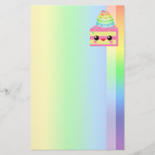 Kawaii Taart Roze Regenboog Spikkels Leuke Dessert Briefpapier