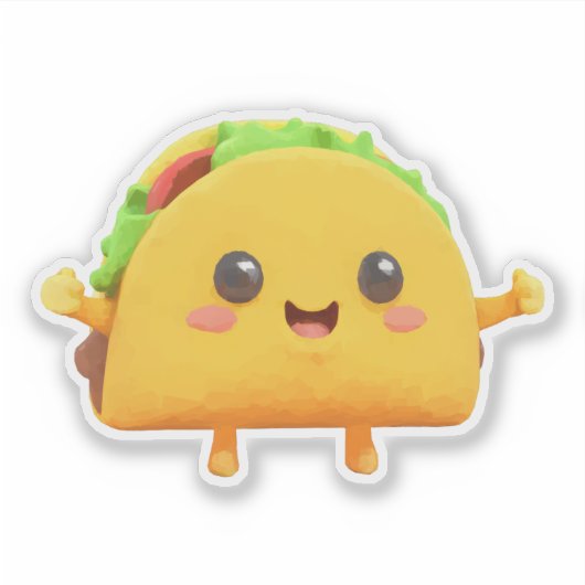 Kawaii Taco Sticker (Voorkant)