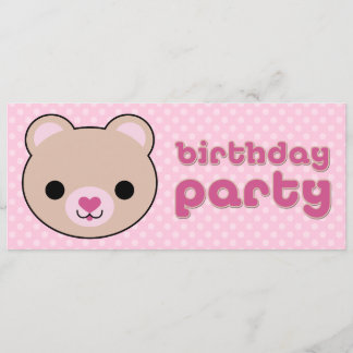 Kawaii Teddy Bear Cute Birthday Party Kaart
