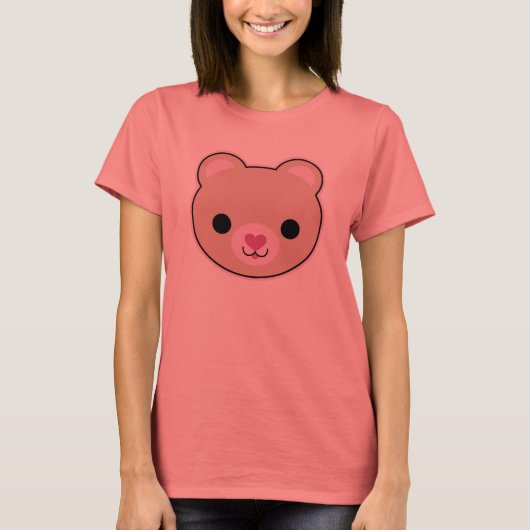 Kawaii Teddy Bear Cute Juniors Ringer T-Shirt (Voorkant)