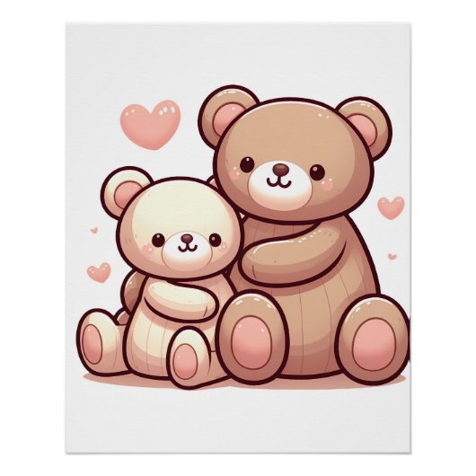 Kawaii Teddy Bear Knuffel Poster Perfect Poster (Voorkant)