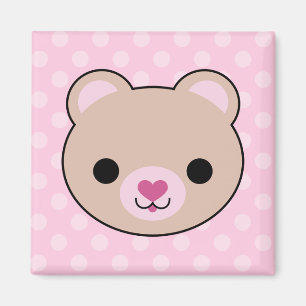 Kawaii Teddybeer Roze Polka stippen Magneet