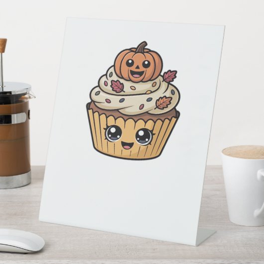 kawaii Thanksgiving cupcake Classic T-Shirt Reclamebord Met Voetstuk (Insitu)