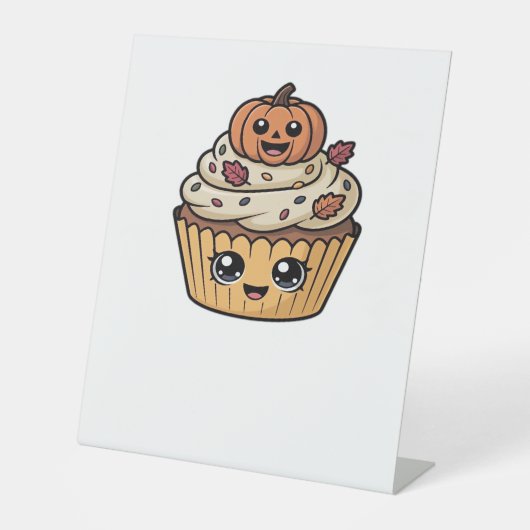 kawaii Thanksgiving cupcake Classic T-Shirt Reclamebord Met Voetstuk (Voorkant)