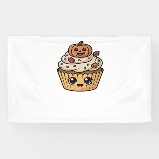 kawaii Thanksgiving cupcake Classic T-Shirt Spandoek (Horizontaal)