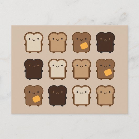 Kawaii Toast Briefkaart (Voorkant)