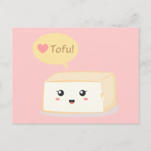 Kawaii tofu vraagt mensen om van tofu te houden briefkaart