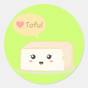 Kawaii-tofu vraagt mensen om van tofu te houden ronde sticker