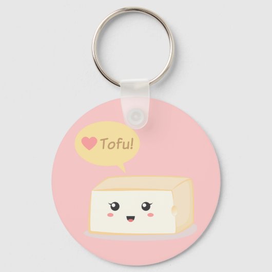 Kawaii tofu vraagt mensen om van tofu te houden sleutelhanger (Voorkant)
