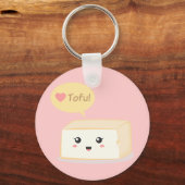 Kawaii tofu vraagt mensen om van tofu te houden sleutelhanger (Voorkant)