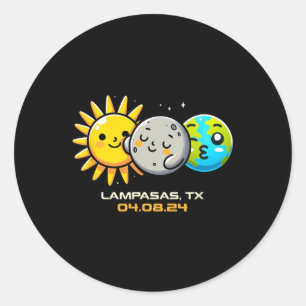 Kawaii totale zonsverduistering Lampasas Texas Ronde Sticker