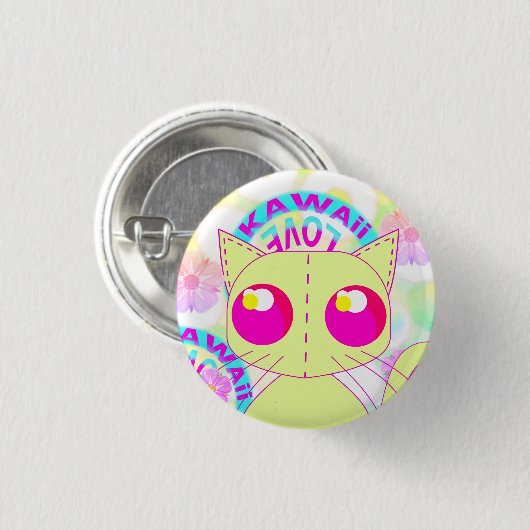 Kawaii toy yellow kitty button (Voorkant /achterkant)