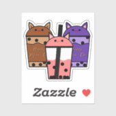 Kawaii Trio Meow Tea Vinyl Sticker (Vel)