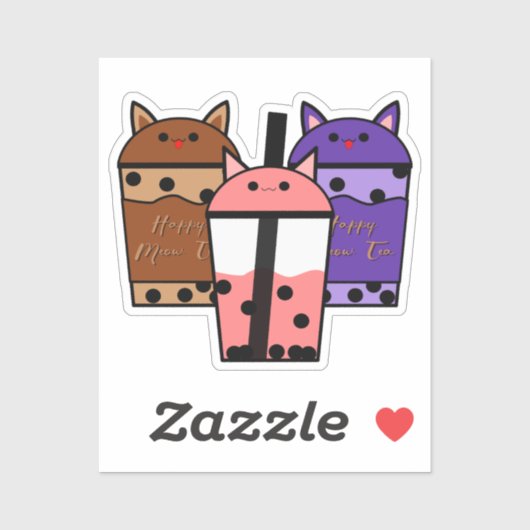 Kawaii Trio Meow Tea Vinyl Sticker (Vel)