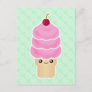 Kawaii triple scoop-ijs briefkaart