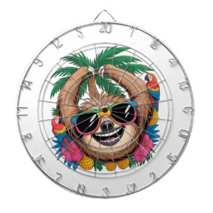Kawaii Tropische Luiaard – Mooie Zomer Vibe Regenb Dartbord