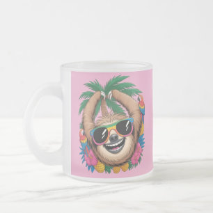 Kawaii Tropische Luiaard – Mooie Zomer Vibe Regenb Matglas Koffiemok