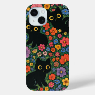 Kawaii Tuin Kunst Schattige Zwarte Kat Bloem Mot