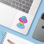Kawaii Ufo Sticker (Laptop met iPhone)