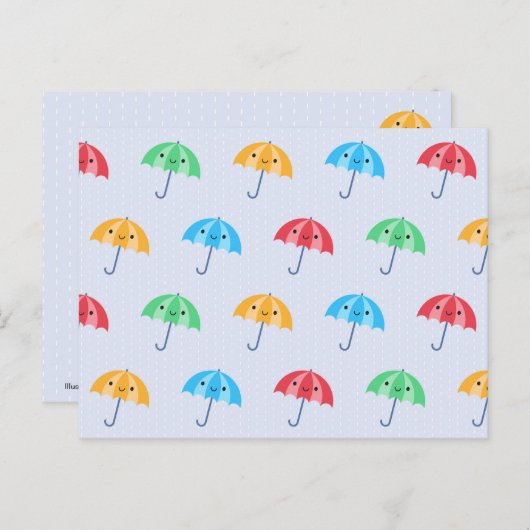 Kawaii Umbrellas Briefkaart (Voorkant / Achterkant)