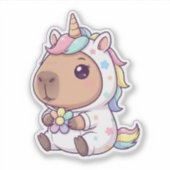 Kawaii Unicorn Capybara Sticker (Voorkant)