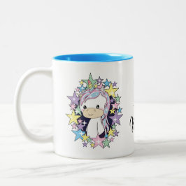 Kawaii Unicorn en Stars Cute Two-Tone Mok