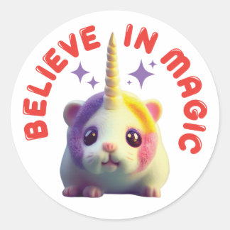 Kawaii Unicorn Hamster gelooft in magische Sticker