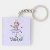 Kawaii Unicorn | Lopen tijdens de winter Sleutelhanger (Achterkant)