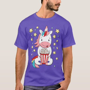 Kawaii Unicorn Popcorn Voor Bioscoop Enthousiastel T-shirt