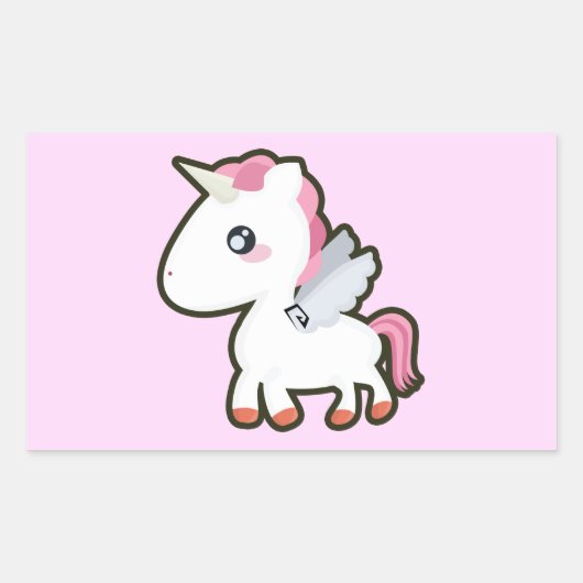 Kawaii Unicorn Rechthoekige Sticker (Voorkant)