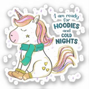 Kawaii Unicorn Winter en Hoodies Sticker