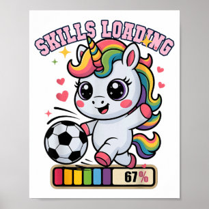 Kawaii Vaardigheden Laden 67 Voetbal Eenhoorn Scor Poster