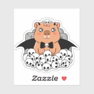 Kawaii Vampier Capybara - Griezelige Begraafplaats Sticker