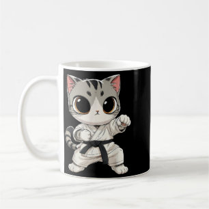 Kawaii vechtsport kat karate zwarte band grappig koffiemok